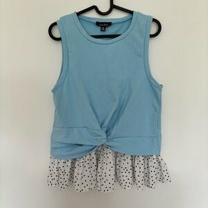 ANTHROPOLOGIE blue polka dot layered top